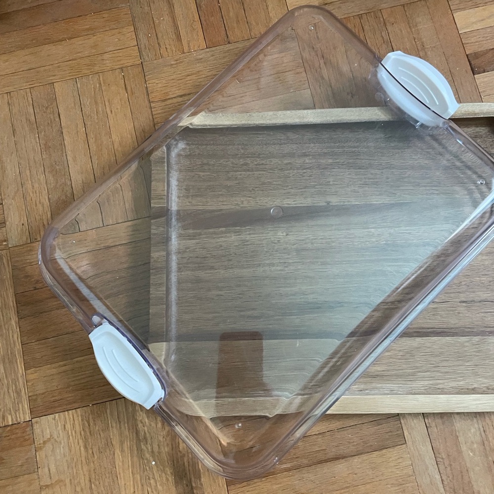 Faberware Wooden Serving Tray with Clear Lid picnic backyard party